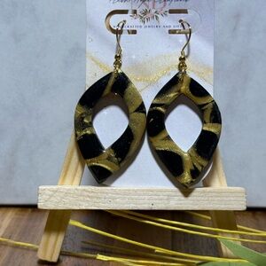 Black and Gold Teardrop Earrings
